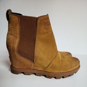 Sorel Joan Of Artic Leather Wedge Chelsea Winter Booties Boots